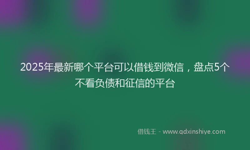 2025年最新哪个平台可以借钱到微信，盘点5个不看负债和征信的平台