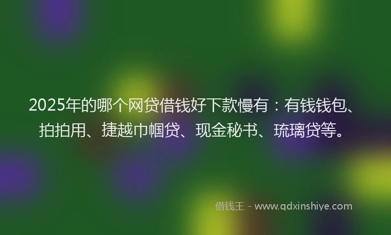 2025年的哪个网贷借钱好下款慢有：有钱钱包、拍拍用、捷越巾帼贷、现金秘书、琉璃贷等。