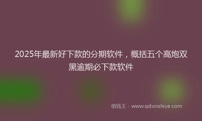 2025年最新好下款的分期软件，概括五个高炮双黑逾期必下款软件