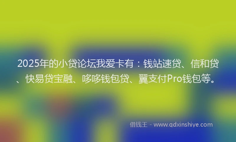 2025年的小贷论坛我爱卡有：钱站速贷、信和贷、快易贷宝融、哆哆钱包贷、翼支付Pro钱包等。