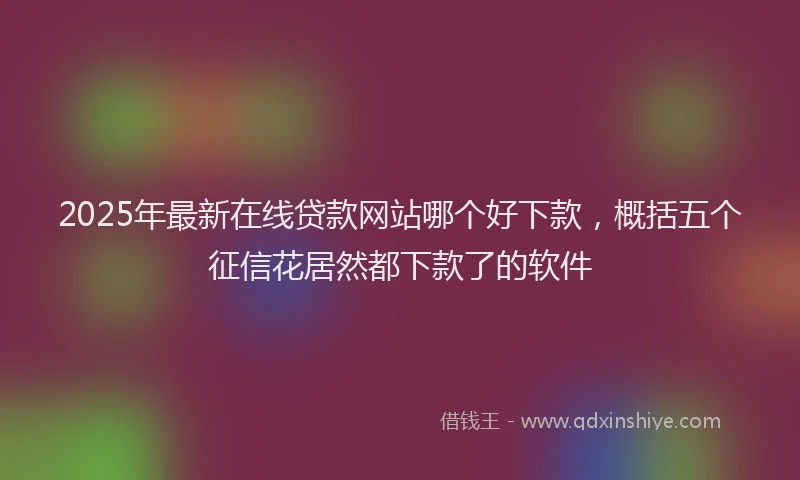 2025年最新在线贷款网站哪个好下款，概括五个征信花居然都下款了的软件