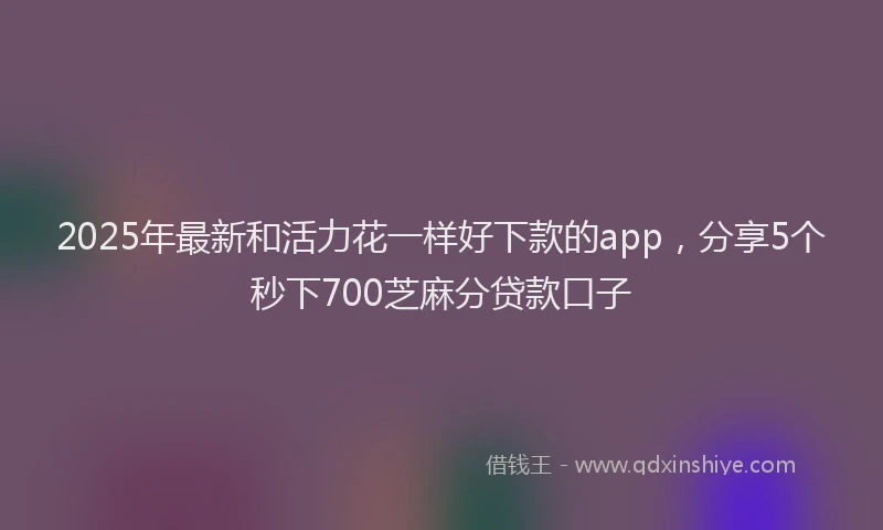 2025年最新和活力花一样好下款的app，分享5个秒下700芝麻分贷款口子