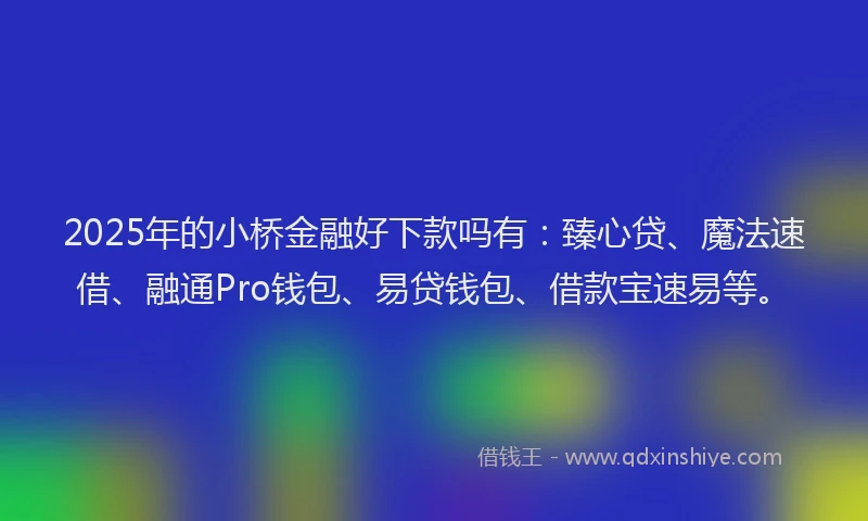2025年的小桥金融好下款吗有：臻心贷、魔法速借、融通Pro钱包、易贷钱包、借款宝速易等。