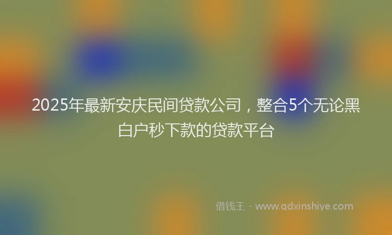 2025年最新安庆民间贷款公司，整合5个无论黑白户秒下款的贷款平台