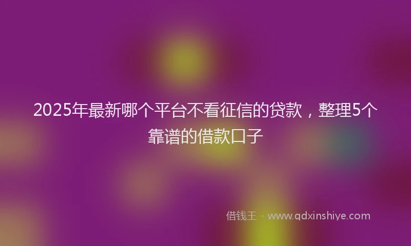 2025年最新哪个平台不看征信的贷款，整理5个靠谱的借款口子