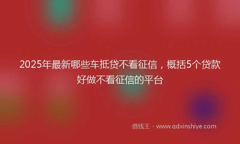 2025年最新哪些车抵贷不看征信，概括5个贷款好做不看征信的平台