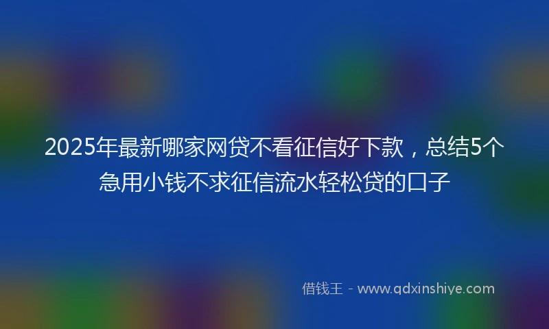 2025年最新哪家网贷不看征信好下款，总结5个急用小钱不求征信流水轻松贷的口子