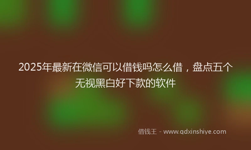 2025年最新在微信可以借钱吗怎么借，盘点五个无视黑白好下款的软件