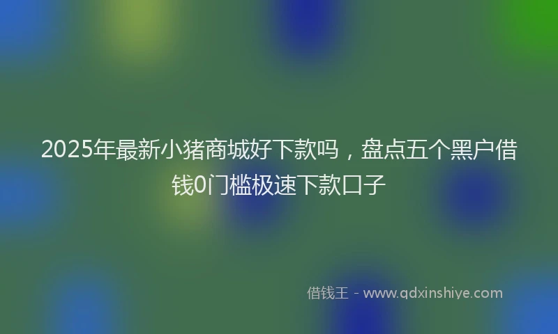 2025年最新小猪商城好下款吗，盘点五个黑户借钱0门槛极速下款口子