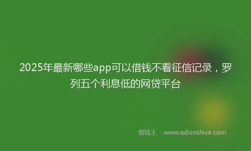 2025年最新哪些app可以借钱不看征信记录，罗列五个利息低的网贷平台
