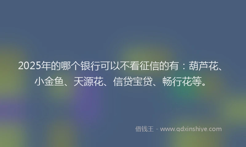 2025年的哪个银行可以不看征信的有：葫芦花、小金鱼、天源花、信贷宝贷、畅行花等。
