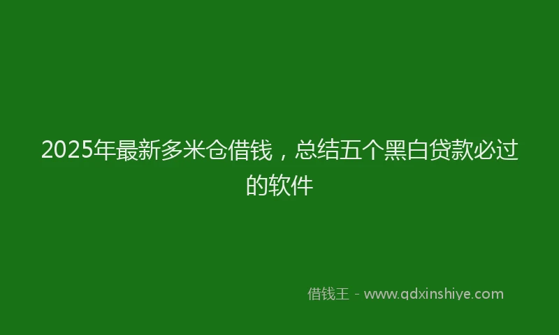 2025年最新多米仓借钱，总结五个黑白贷款必过的软件