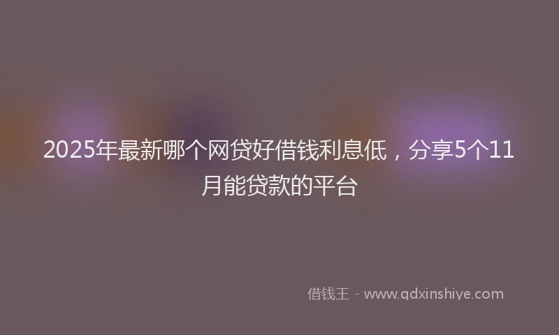 2025年最新哪个网贷好借钱利息低，分享5个11月能贷款的平台