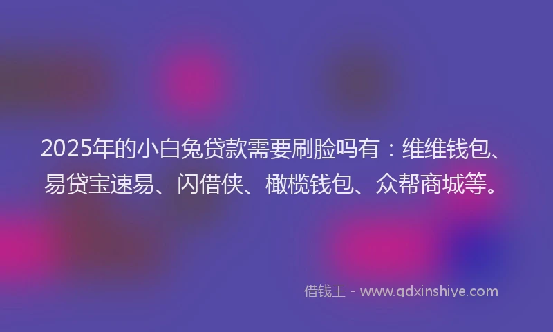 2025年的小白兔贷款需要刷脸吗有：维维钱包、易贷宝速易、闪借侠、橄榄钱包、众帮商城等。