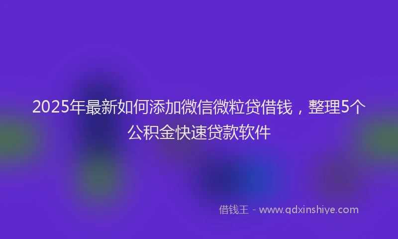 2025年最新如何添加微信微粒贷借钱，整理5个公积金快速贷款软件