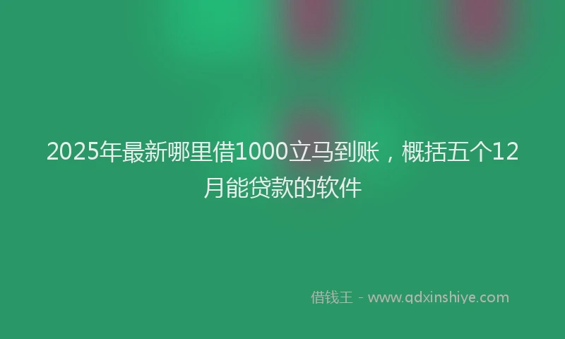 2025年最新哪里借1000立马到账，概括五个12月能贷款的软件