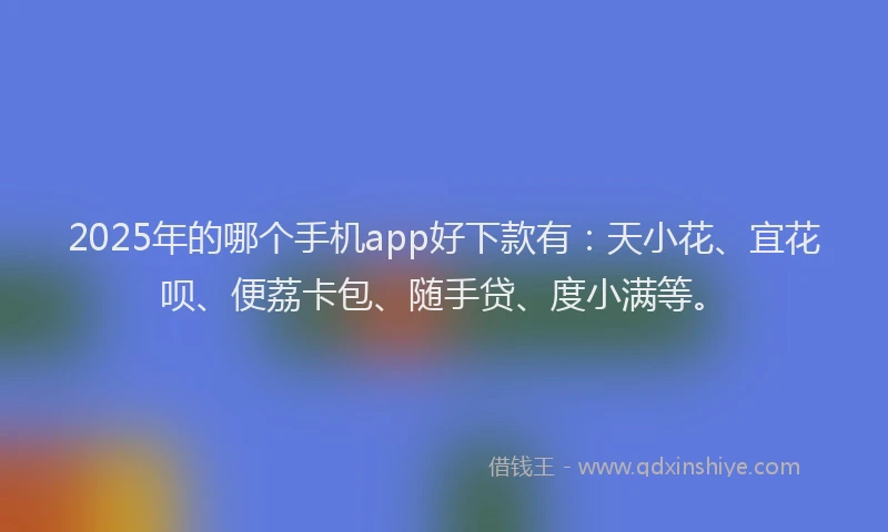 2025年的哪个手机app好下款有：天小花、宜花呗、便荔卡包、随手贷、度小满等。