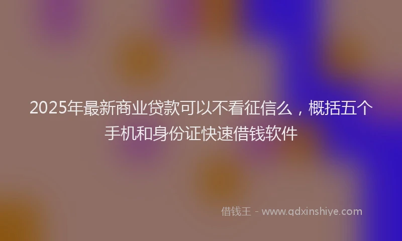 2025年最新商业贷款可以不看征信么，概括五个手机和身份证快速借钱软件