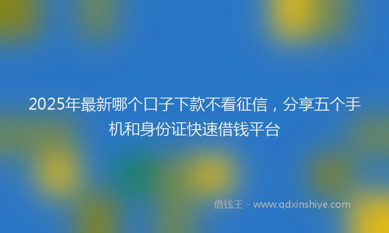 2025年最新哪个口子下款不看征信，分享五个手机和身份证快速借钱平台