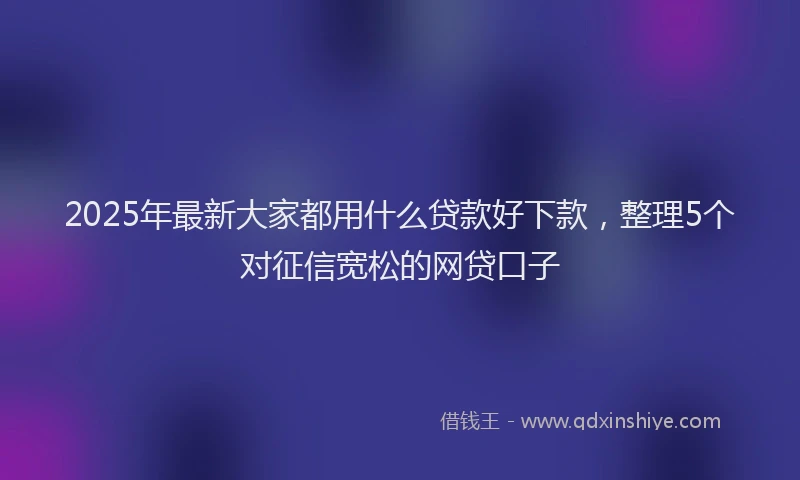 2025年最新大家都用什么贷款好下款，整理5个对征信宽松的网贷口子