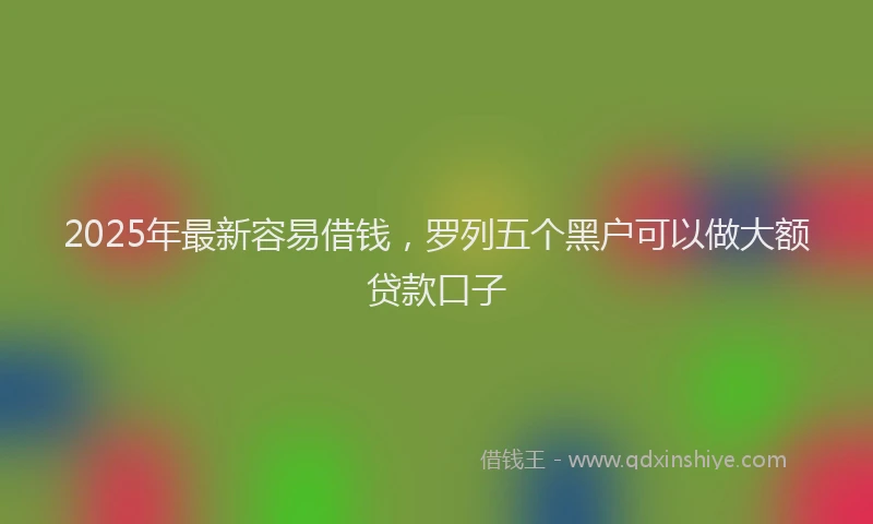 2025年最新容易借钱，罗列五个黑户可以做大额贷款口子