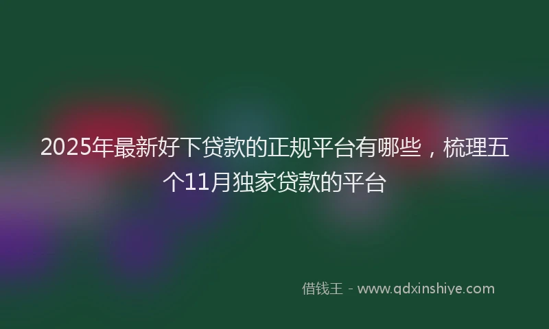 2025年最新好下贷款的正规平台有哪些，梳理五个11月独家贷款的平台