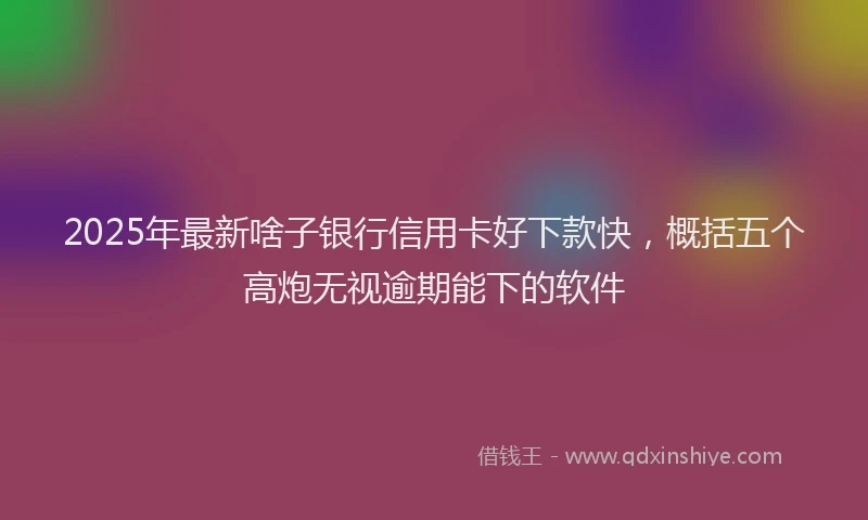 2025年最新啥子银行信用卡好下款快，概括五个高炮无视逾期能下的软件
