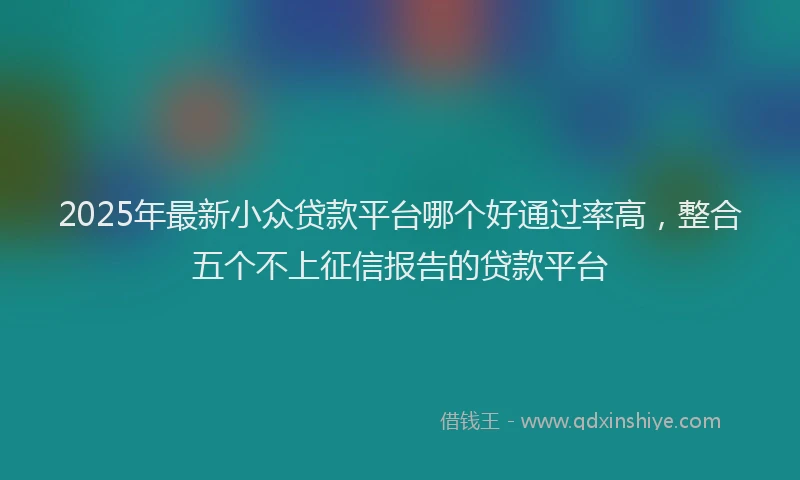 2025年最新小众贷款平台哪个好通过率高，整合五个不上征信报告的贷款平台