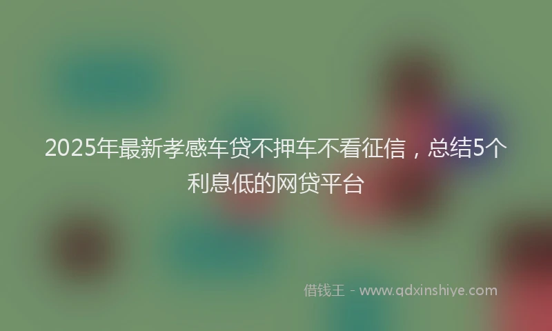 2025年最新孝感车贷不押车不看征信，总结5个利息低的网贷平台