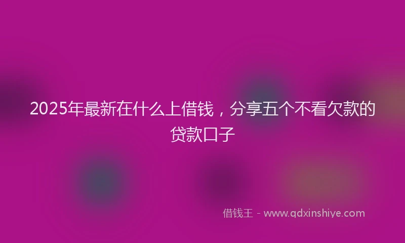 2025年最新在什么上借钱，分享五个不看欠款的贷款口子