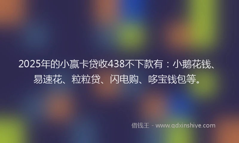 2025年的小赢卡贷收438不下款有：小鹅花钱、易速花、粒粒贷、闪电购、哆宝钱包等。