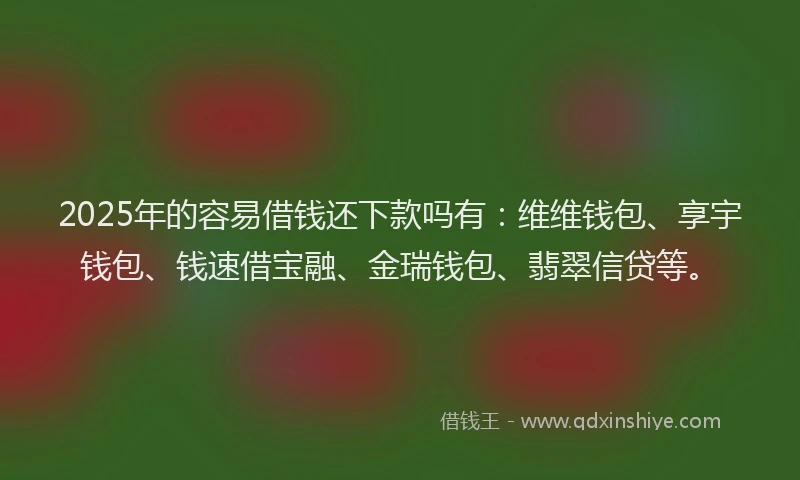 2025年的容易借钱还下款吗有：维维钱包、享宇钱包、钱速借宝融、金瑞钱包、翡翠信贷等。