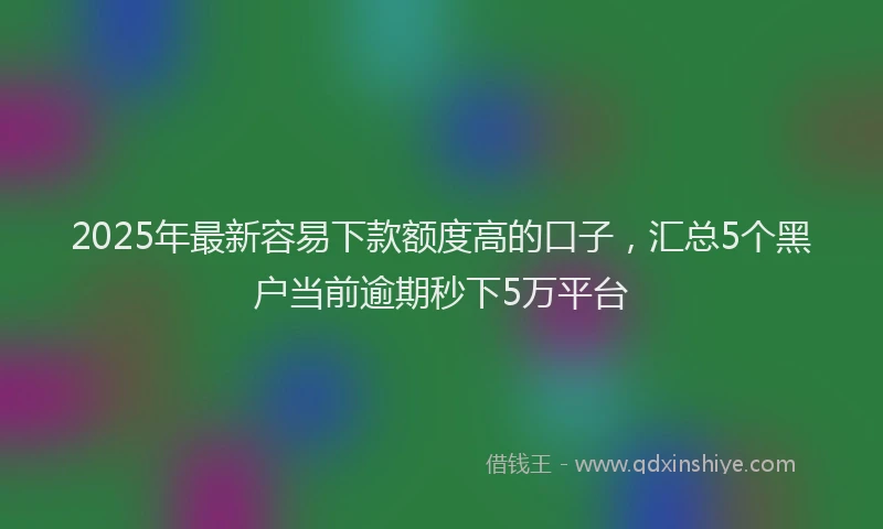 2025年最新容易下款额度高的口子，汇总5个黑户当前逾期秒下5万平台