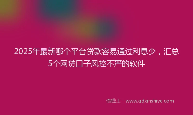 2025年最新哪个平台贷款容易通过利息少，汇总5个网贷口子风控不严的软件