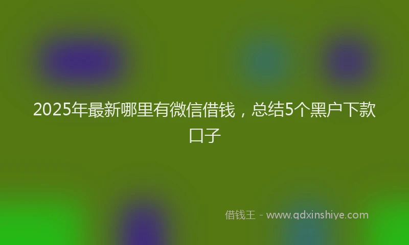 2025年最新哪里有微信借钱，总结5个黑户下款口子