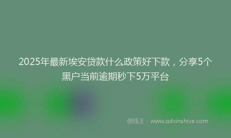 2025年最新埃安贷款什么政策好下款，分享5个黑户当前逾期秒下5万平台