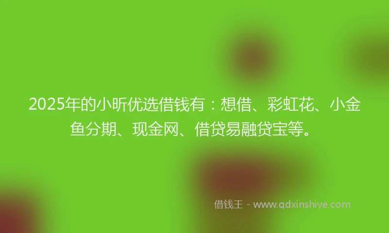 2025年的小昕优选借钱有：想借、彩虹花、小金鱼分期、现金网、借贷易融贷宝等。