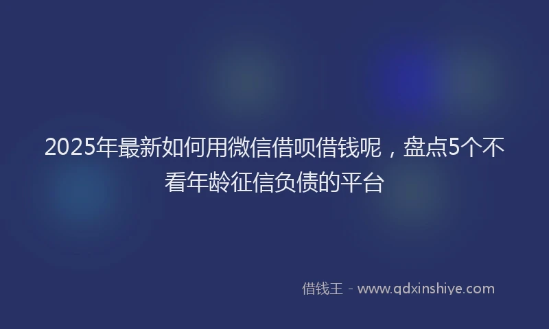 2025年最新如何用微信借呗借钱呢，盘点5个不看年龄征信负债的平台