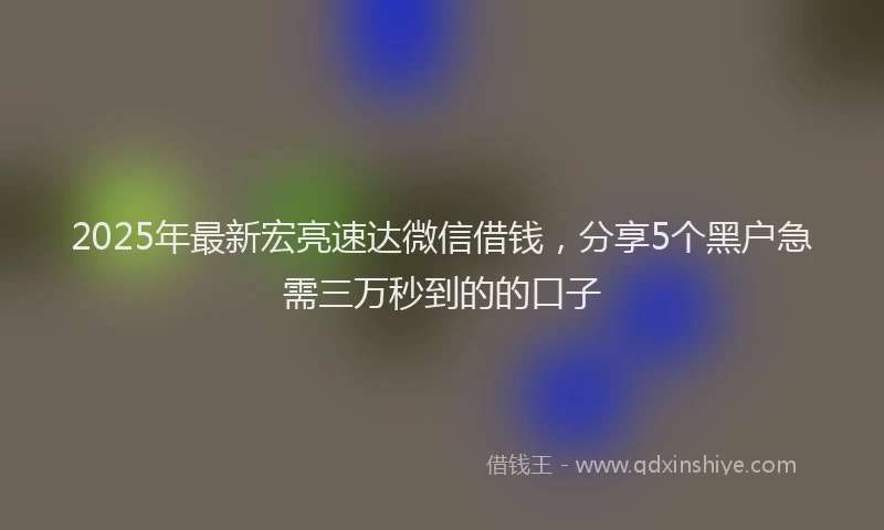 2025年最新宏亮速达微信借钱，分享5个黑户急需三万秒到的的口子