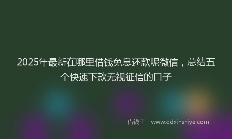2025年最新在哪里借钱免息还款呢微信，总结五个快速下款无视征信的口子