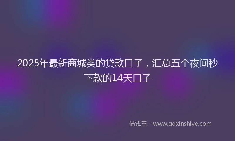 2025年最新商城类的贷款口子，汇总五个夜间秒下款的14天口子