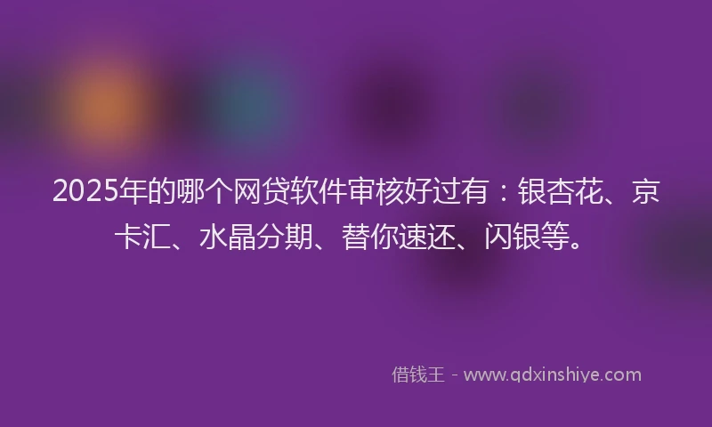 2025年的哪个网贷软件审核好过有：银杏花、京卡汇、水晶分期、替你速还、闪银等。
