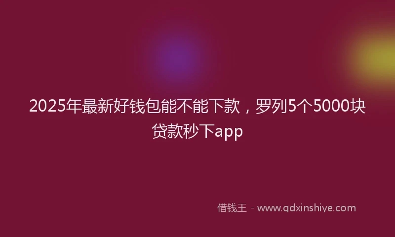 2025年最新好钱包能不能下款，罗列5个5000块贷款秒下app
