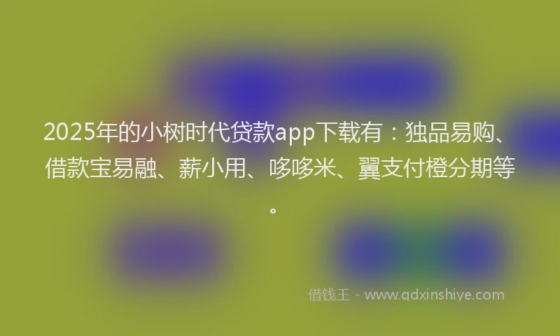 2025年的小树时代贷款app下载有：独品易购、借款宝易融、薪小用、哆哆米、翼支付橙分期等。