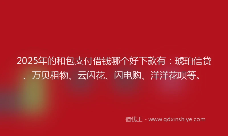 2025年的和包支付借钱哪个好下款有：琥珀信贷、万贝租物、云闪花、闪电购、洋洋花呗等。
