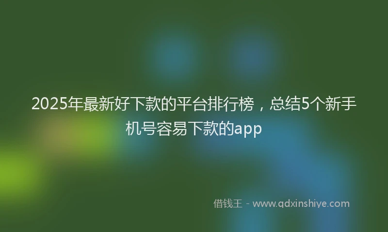 2025年最新好下款的平台排行榜，总结5个新手机号容易下款的app
