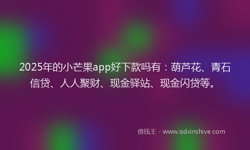 2025年的小芒果app好下款吗有：葫芦花、青石信贷、人人聚财、现金驿站、现金闪贷等。