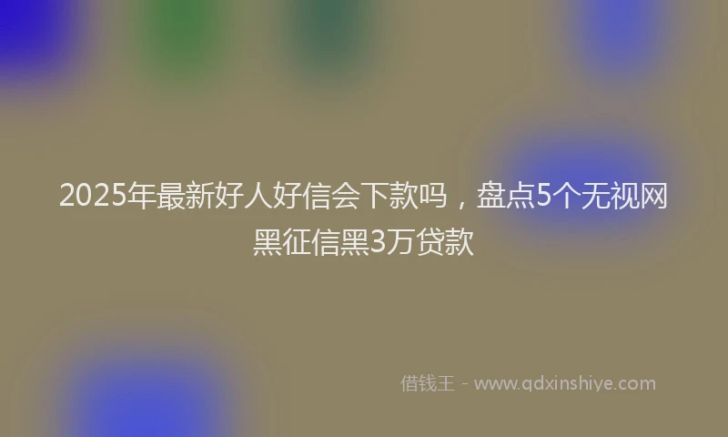 2025年最新好人好信会下款吗，盘点5个无视网黑征信黑3万贷款