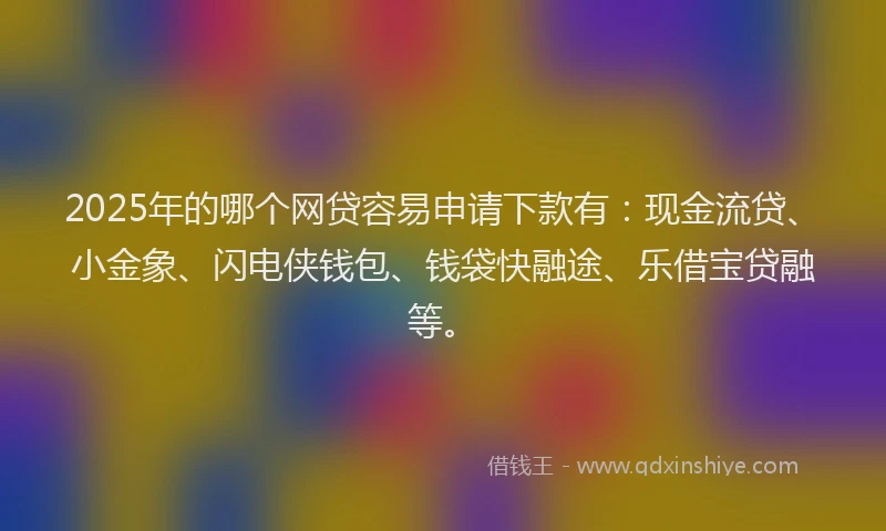 2025年的哪个网贷容易申请下款有：现金流贷、小金象、闪电侠钱包、钱袋快融途、乐借宝贷融等。