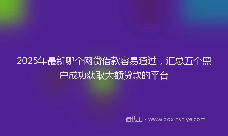 2025年最新哪个网贷借款容易通过，汇总五个黑户成功获取大额贷款的平台